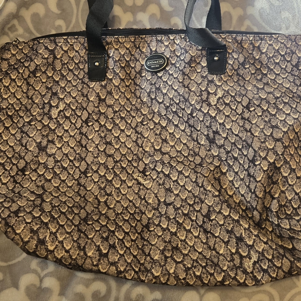 Coach Brown Snakeskin Pattern Tote Bag